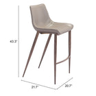 Zuo Magnus Barstool - Brown/Walnut - Set of 2-3 year limited warranty