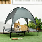 PawHut Portable Dog Cot with Canopy - Grey-Features a lightweight, steel frame making it highly durable 