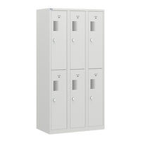 Ceha NH Series 2-Tier Locker with Front Hole Vents - Bank of 3 - Light Grey-Front hole ventilations for airflow