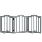 PawHut Freestanding Pet Gate with 2 Support Feet - Light Grey-Made of MDF, robust gate 