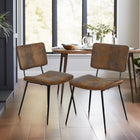 Homy Casa Modern Upholstered Dining Chair - Brown Suede Fabric  with Black Metal Legs - 4 Pack-Non-Slip Feet: Equipped with non-slip feet to protect your floors and provide extra stability.