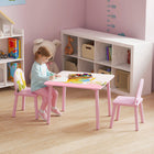 Qaba Kids Table & Chairs Set, Children Table & 2 Chairs Set with Animal Pattern, Kids Activity Furniture - Pink-Cute pink finish with fun animal prints
