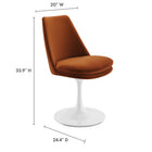 Modway Lippa Swivel Dining Performance Velvet Side Chair - White Rust-Armless Design with Pedestal Base