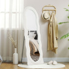 HOMCOM Irregular Wavy Mirror with Frame - 23.6" W x 63" H - White-Arch mirror with double-layer wavy design adds a unique aesthetic touch 