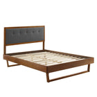 Modway Willow Wood Full Platform Bed with Angular Frame - Walnut Charcoal-Assembly Required