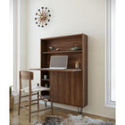 Nexera Slim Bar Cabinet - Secretary Bookcase Desk With Storage - Walnut-9