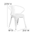 Flash Furniture Metal Indoor/Outdoor Table Set with 2 Arm Chairs, White (CH31330270WH)-27.75"W x 27.75"D x 29"H/Square