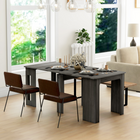 HOMCOM 23.6"-70.9" Rectangular Extendable Dining Table for 6-8 - Grey-Separate the tabletop and extend it completely, then add several panels on top of the rails