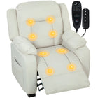 HOMCOM Massage Recliner with Quiet Motor - Cream White-Quiet electric recliner reaches 150 degrees using brushless motor
