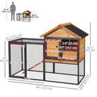PawHut 36" H Wood and Metal Large Rabbit Hutch with Slide-Out Tray - Black/Natural-Raised perch keeps your small animals safe, dry and warm, especially in rainy day 
