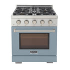 Kucht 30" KFX-X Series Pro Style Natural Gas Range - Stainless Steel/Light Blue-Rocket power burner 21 000 btu for rapid searing