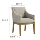 Modway Alton Fabric Upholstered Dining Armchair - Linen Natural-Slub Weave Fabric Upholstery