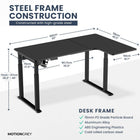 MotionGrey Ergo2 Pro Adjustable Right L-Shaped Standing Desk with Memory Settings - 63" x 43" - Black Top - Black Frame-Industry Leading - The MotionGrey Black Standing desk has an extended height range from 73cm to as high as 118cm. The MG keypad can set your favorite sitting and standing heights, then simply press on the saved setting to return to that position.