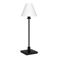 Hudson&Canal Clement 28" Tall Table Lamp with Fabric Shade - Blackened Bronze/White-Elegant modern design for your living room, workspace, or bedside table