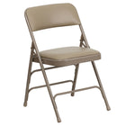 Flash Furniture HERCULES Series Curved Triple Braced & Double Hinged Beige Vinyl Metal Folding Chair-300 lb. Weight Capacity