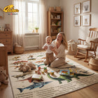 Qaba Educational Polyester Dinosaur Pattern Crawling Mat - 79" L x 59" W - Khaki-Generous 78.7" x 59.1" (200 x 150 cm) size offers three square metres of play space 