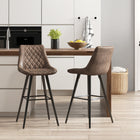 HOMCOM 27.25" Counter Height Kitchen Bar Stools - Brown - 2 Pack-The lower footrest prevents your legs from dangling
