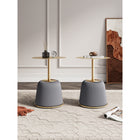 Manhattan Comfort Anderson 15.75" Modern Leatherette Upholstered End Table - Grey - Set of 2-Beautiful Round Gold Steel Table Top