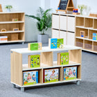 Beleduc Furniture - Palermo Top Open Back 5-Cube 2-Layer Classroom Wooden Shelf - Natural Grain-Modern, linear, essential minimalist design