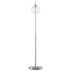 Modway Silo Glass Globe Glass and Metal Floor Lamp - Satin Nickel-Black Power Cord With Floor Switch