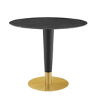 Modway Zinque 36" Artificial Marble Dining Table - Gold Black-Modern Dining Table