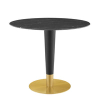 Modway Zinque 36" Artificial Marble Dining Table - Gold Black-Modern Dining Table
