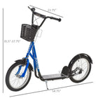 Aosom Kick Scooter for Kids Teen with Adjustable Handlebar 2 Brakes Basket - Blue-Dual braking system to stop the front and back individually 