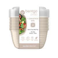 Bentgo Prep 1-Compartment Bowls - White Stone Tan - 10 Pack-No need to measure your portions - volume is already embossed on the bowl