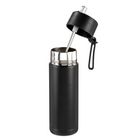 Gry Mattr Fitness Water Bottle with Straw Lid - 700 ml - Black-Removable metal straw for convenient sipping