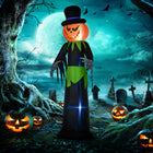 Outsunny 8' Lit Inflatable Pumpkin Ghost in A Hat Halloween Decoration-Inner white LED lights to glow at night 