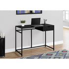 Monarch Specialties 7220 42" Computer Desk - Black/Black Metal-Slender metal frame in a black finish provides stability and matches the black laminate panels