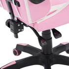 CorLiving Ravagers Gaming Chair - Pink/White-Back and neck pillow alleviates stress points to game in comfort