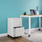 Hirsh 2-Drawer Mobile Vertical File Cabinet - Pearl White-Full high-side drawers provide storage for other office essentials