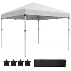Outsunny 10 ft W x 10 ft L Pop Up Canopy Tent with Removable Sidewalls Carry Bag - White-Pop-up design allows the gazebo tent to be set up and taken down in minutes