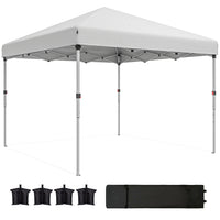 Outsunny 10 ft W x 10 ft L Pop Up Canopy Tent with Removable Sidewalls Carry Bag - White-Pop-up design allows the gazebo tent to be set up and taken down in minutes