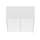 Manhattan Comfort Naomi Modern Accent and Storage Cabinets - White - Set of 2-Steel: Cleaning: Wipe with a soft, dry cloth. For tough stains, use a mild detergent with water, followed by a dry cloth to prevent water spots. Avoid: Using abrasive pads that can scratch the surface. Avoid leaving water or moisture on the surface for long periods. Care: Regularly check for rust, especially in humid environments. If rust develops, use a metal polish or rust remover. Protection: Use placemats or coasters to preven