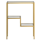 Hudson&Canal Lovett 22"W Console Table - Brass-Features a durable tempered glass top and shelves
