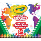 Crayola World's Favourite Colours Crayons - 64 Pack-CLASSIC CRAYON QUALITY: Crayola Crayons deliver smooth, vibrant colour and long-lasting performance - ideal for colouring, blending, and imaginative play