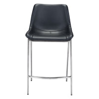 Zuo Magnus Counter Stool - Black/Silver - Set of 2-Plush and durable faux leather fabric