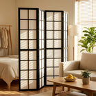 HOMCOM 4 Panel Freestanding Room Divider for Bedroom - Black-Pine wood frame and non-woven fabric for a minimalist look 
