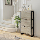 HOMCOM Shoe Cabinet with 3 Flip Drawers - Walnut-It can store up to 15 pairs of shoes with 3 flip-down drawers