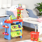 Qaba Kids Supermarket Grocery Store Pretend Playset Toy with Shopping Cart-Sound ‘Di, Di’ will appeal and light will emit when press the button of the scanner 