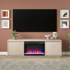 Hudson&Canal Presque TV Stand with 26" Crystal Fireplace for TV's up to 75" - Alder White-Constructed of sturdy MDF materials in an alder white wood-look finish