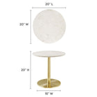 Modway Viva Round White Marble Side Table - Brass White-Metal Pedestal Base