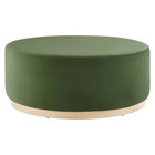 Modway Tilden Large 38" Round Performance Velvet Upholstered Ottoman - Moss Green/Natural-Performance Velvet Upholstery