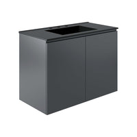 Modway Bryn 36" Wall-Mount Bathroom Vanity - Grey/Black-Modern Bathroom Vanity