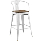 Modway Promenade Bar Stool - White - Set of 4-Laminated Bamboo Seat