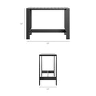 Modway Tahoe Rectangle Outdoor Aluminum Bar Table - 59" - Grey-Powder-Coated Finish