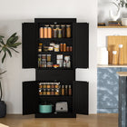 HOMCOM 72" H Tall Kitchen Pantry Cabinet with Barn Doors - Black-Two 3-level adjustable shelves offer personalized organization 