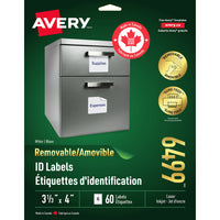 Avery White Laser/Inkjet Removable Address Label, 4" x 3-1/3", 60 Pack (06499)-Removable Label